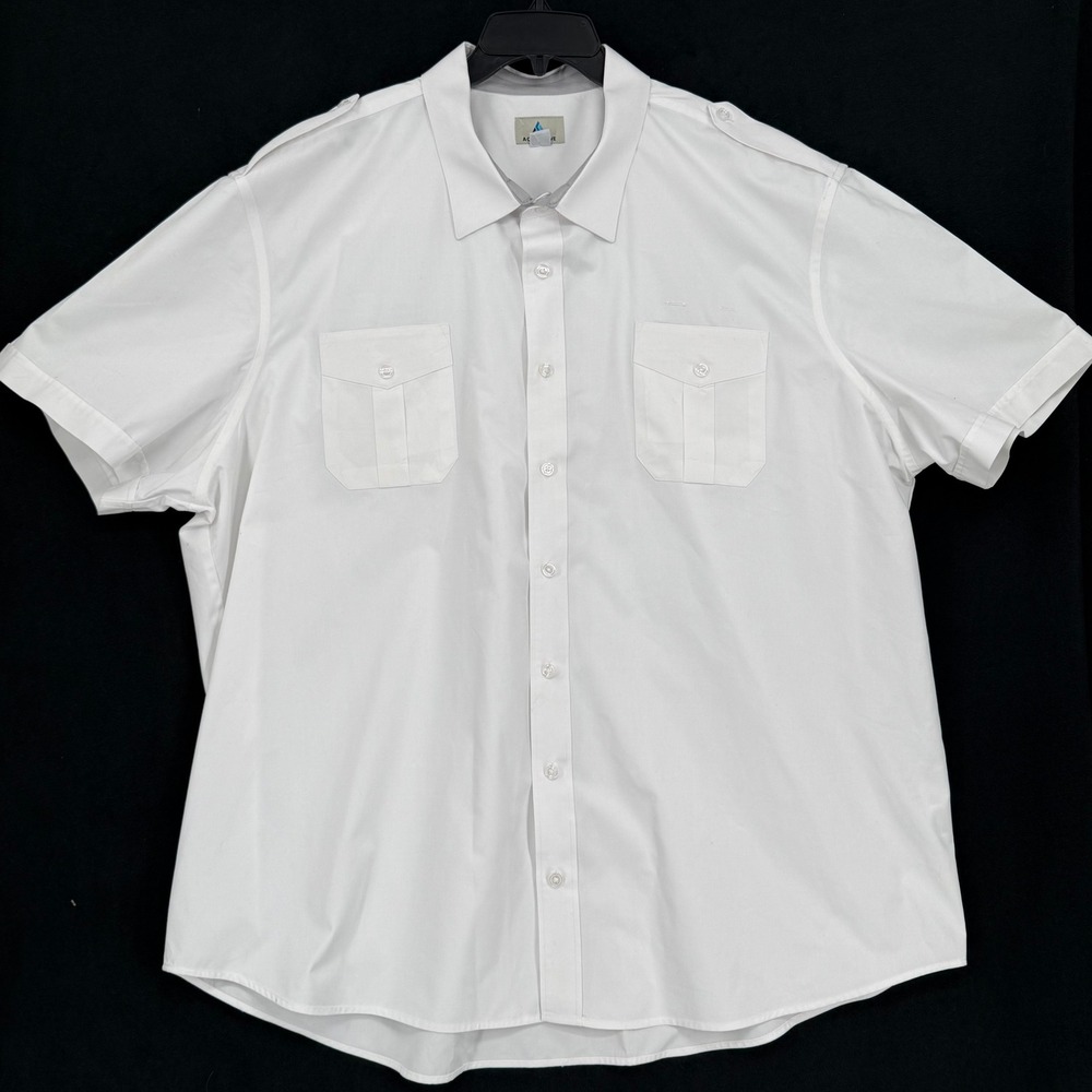 A‎ Cut Above Cirrus Pilot Shirt White Short Sleeve Mens 21 Relaxed Fit  BS-34M5